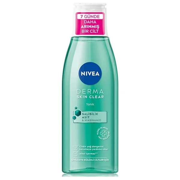 Nivea Derma Skin Clear Tonik 200 Ml Aydınlatıcı Etkili Atopik Ciltler İçin Salisilik Asit - Görsel 6