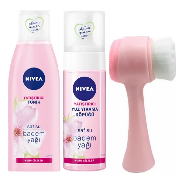 Nivea Yatıştırıcı Tonik & Yüz Yıkama Köpüğü Ve Fluweel Yüz Temizleme Fırçası Pembe - Görsel 2