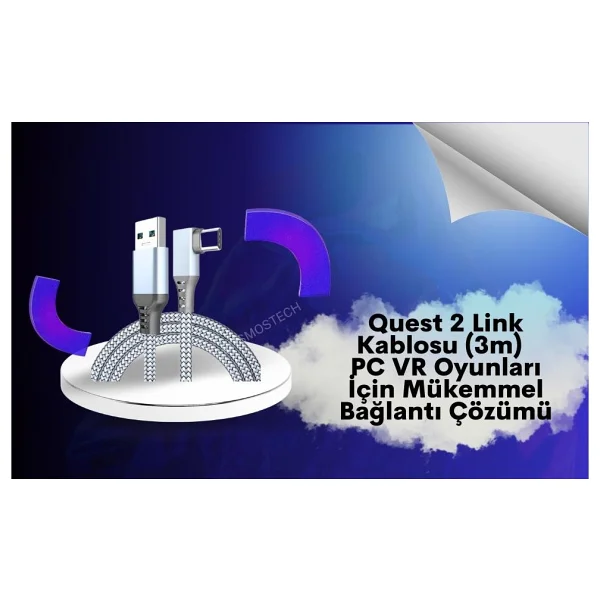 Cosmostech Meta Quest 2 Sanal Gerçeklik Gözlüğü Aksesuarı İçin Link Kablosu 1/2/3/Pro/Pico Uyumlu 3.2 Hızlı Data Kablosu 5m - G - Görsel 2