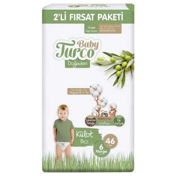 Baby Turco Doğadan 6 Numara Xlarge 46'lı Külot Bez - Görsel 4