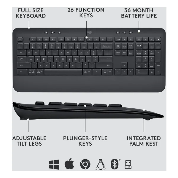 Logitech Signature Mk650 920-011000 Siyah Kablosuz Klavye Mouse Seti - Görsel 3