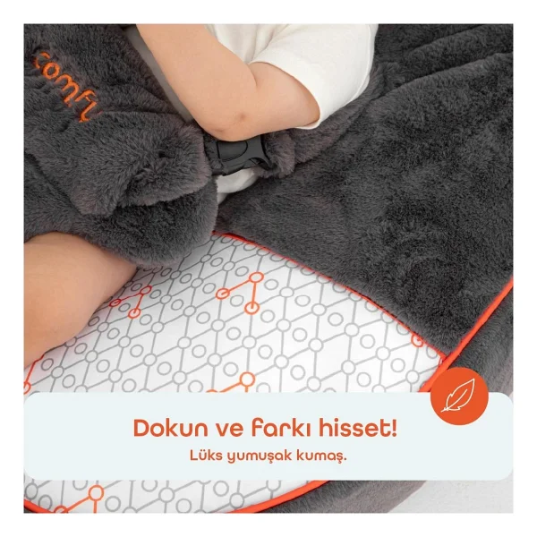 Gezenbebe Comfy Dolgulu Bebek Pufu Charcoal - Görsel 5