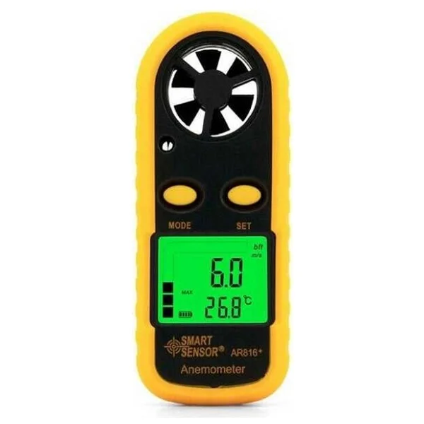 Smart Sensor Ar 816 Rüzgar Hızı Ve Sıcaklık Ölçer Anemometre - Görsel 2