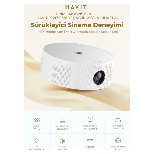 Havit Pj217 180 Lümen HD Wi-Fi Taşınabilir Mini Projeksiyon Cihazı - Görsel 6