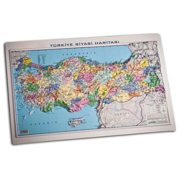 Gürbüz Yayınları Kabartma Türkiye Siyasi Haritası 35 X 50 Cm Renkli Detaylarla - Görsel 3
