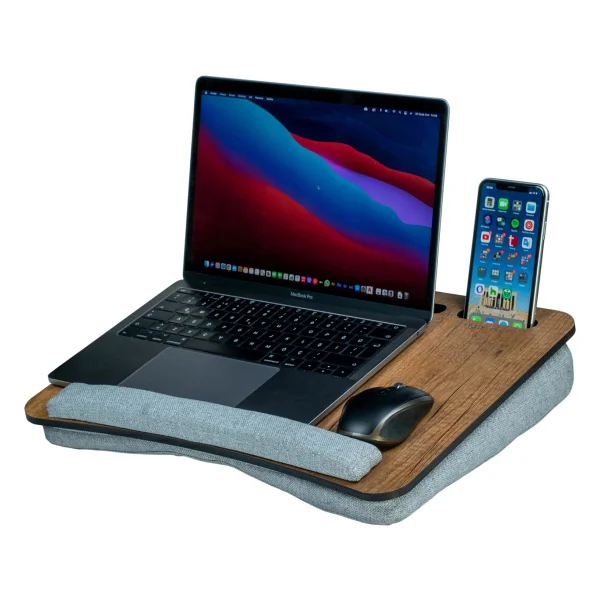 Vigo Wood Minderli Laptop Sehpası 13" Ve 15.6" Taşınabilir Notebook, Tablet Ve Telefon Bölmeli Masa - Y: 8cm D: 33cm G: 43cm - Meşe - Görsel 6
