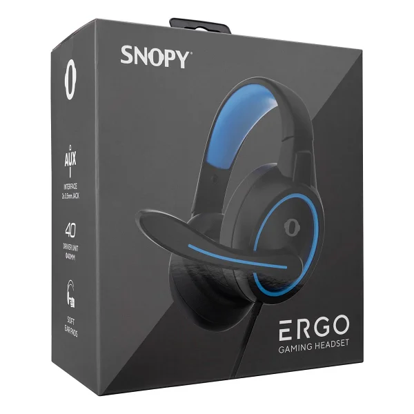 Snopy Ergo Sn-Gx1 Mavi Kablolu Kulak Üstü Oyuncu Kulaklığı - Görsel 4
