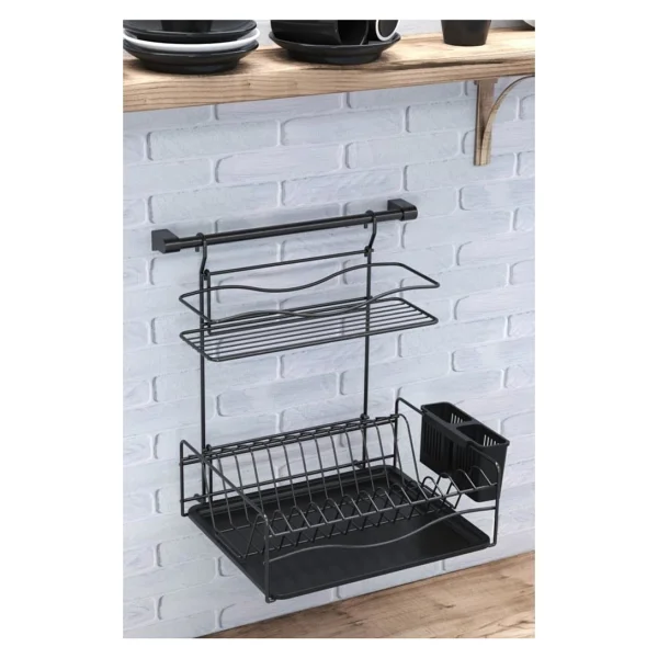 Geseus Home Borulu Askılı Bardaklık Tabaklık Bulaşıklık Mat Siyah Kb013s - Görsel 6