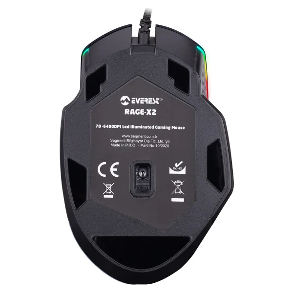 Everest Rage-X2 RGB Makrolu Ergonomik Optik Kablolu Oyuncu Mouse - Görsel 5