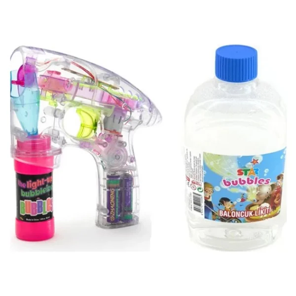 Toys Köpük Tabancası Işıklı Pilli Baloncuk Tabancası Ve 500 Ml Solüsyon - Görsel 2