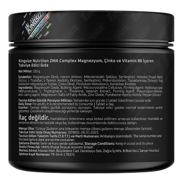 Kingsize Nutrition Zma Complex 100 Tablet - Görsel 3