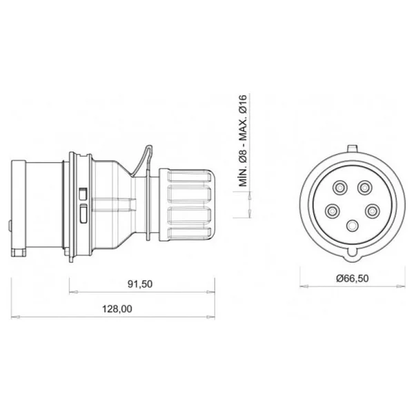 Bemis 45-042 Cee Norm 5/16a 380v Düz Fiş (1016701) - Görsel 2