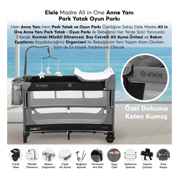 Elele Madre Anne Yanı Park Yatak - Görsel 3