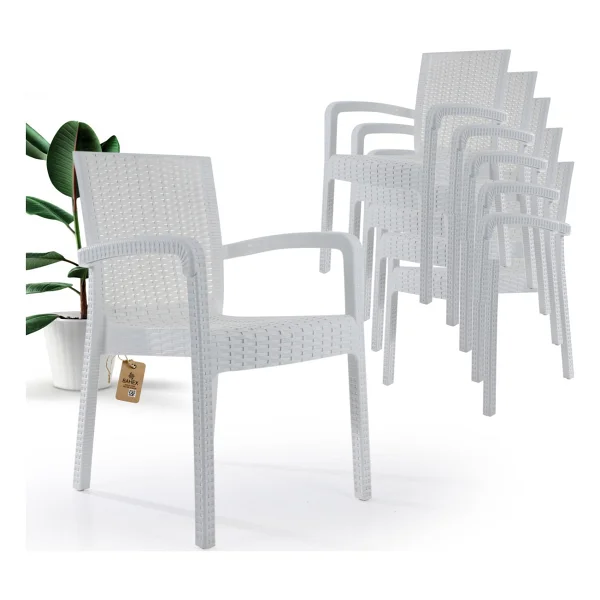 Violet Rattan Sandalye Takımı 6 Kişilik Takım Bahçe Balkon Teras Takımı Kahverengi - Görsel 9