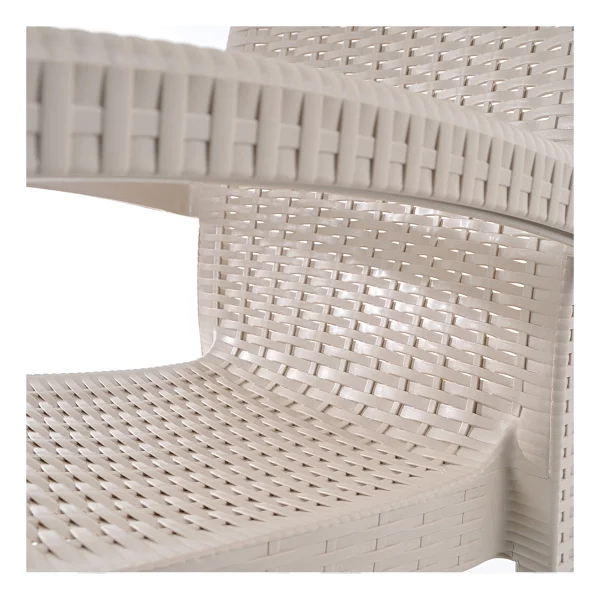 Violet Rattan Sandalye Takımı 6 Kişilik Bahçe Balkon Teras Sandalyesi - Krem - Görsel 4