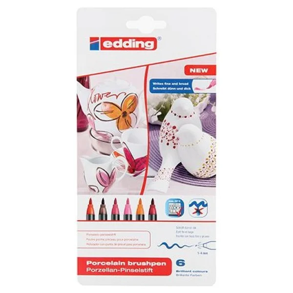 Edding E-4200 Porselen Boyama Kalemi 6'li Set Sıcak Renkler - Görsel 5