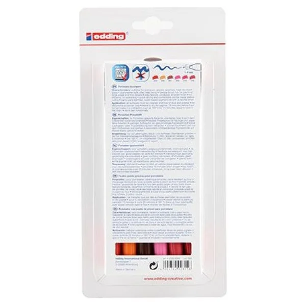 Edding E-4200 Porselen Boyama Kalemi 6'li Set Sıcak Renkler - Görsel 6