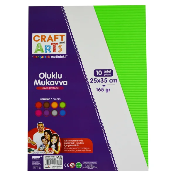 Craft And Arts Oluklu Mukavva Fosforlu 25x35 10'lu Karışık Poşet - Görsel 2