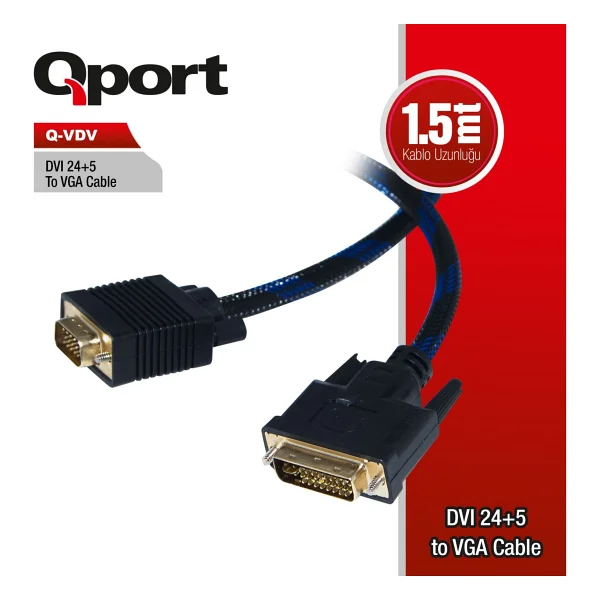 Qport Q-Vdv 1.8 M Dvı To Vga Dönüştürücü - Görsel 4