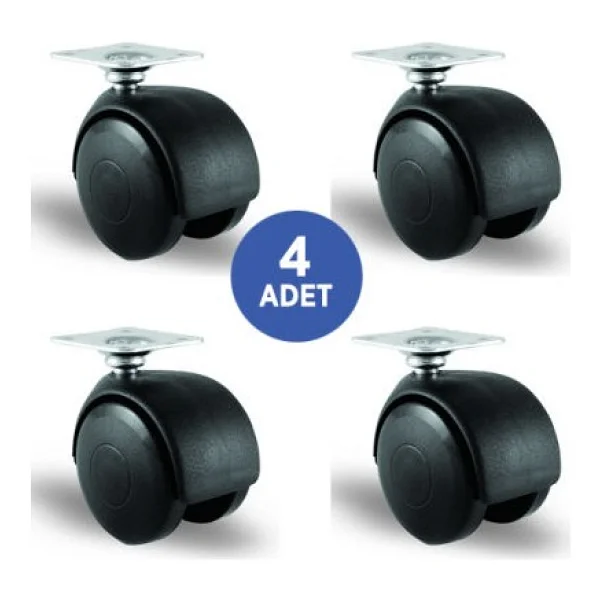 4 Adet Ec01mkm50, Oynak Tablalı Mobilya Tekerleği Sehpa Tekeri, Çap:50, 4lü Set - Görsel 2