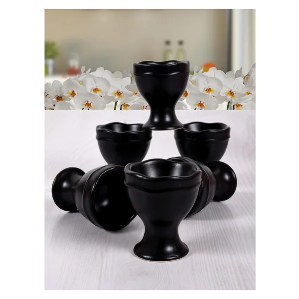 Keramika 6 Parça 7 Cm Mat Siyah Juliet Yumurtalik - Görsel 2