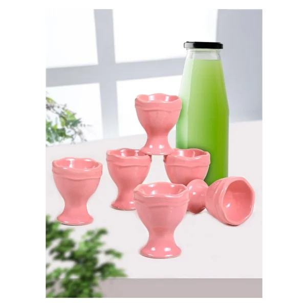 Keramika 6 Parça 7 Cm Pembe Juliet Yumurtalik - Görsel 2