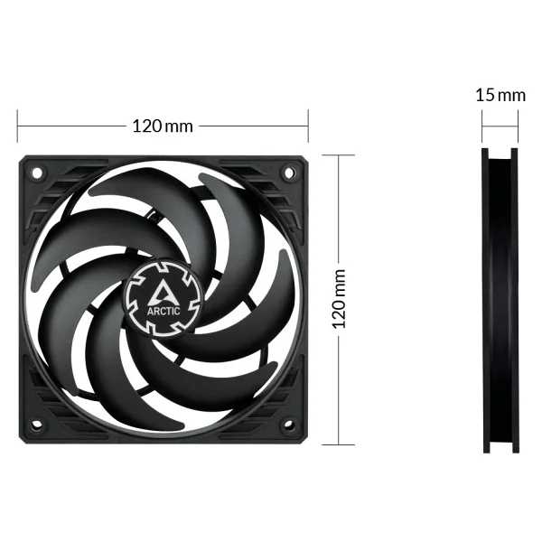 Arctic P12 Slim Pwm Pst Acfan00187a Siyah 12 Cm Kasa Fanı - Görsel 3