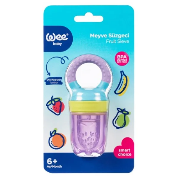Wee Baby Silikon Meyve Süzgeci Püre Emziği Ve Diş Kaşıyıcı 6+ Ay Mor - Görsel 2