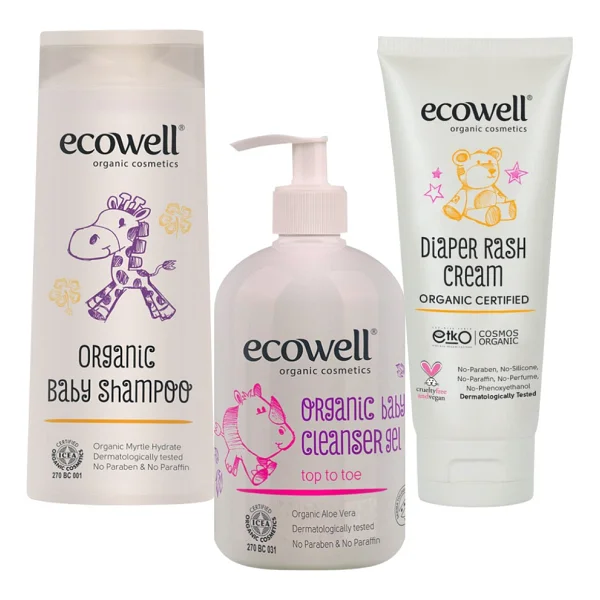 Ecowell Organik Bebek Bakım Avantajlı 3'lü Ürün (Şampuan + Temizleme Jeli + Pişik Kremi) - Görsel 2