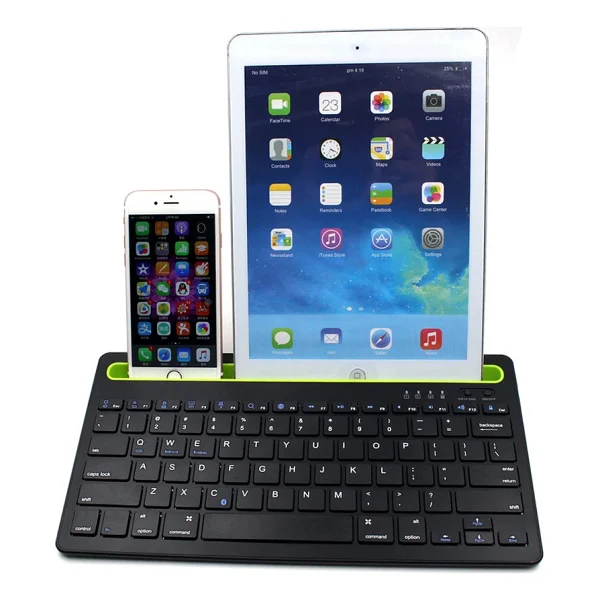 Cloody Siyah Bluetooth Ultra Ince+Şarjlı Mac/Win/Android/Ios Uyumlu Tablet Standlı Kablosuz Klavye - Görsel 3