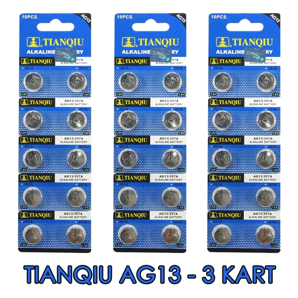 Tianqiu Ag13 Lr44h 357a A76 Sr44sw 1.5v 10'lu 5 Paket Alkalin Düğme Pil - Görsel 2