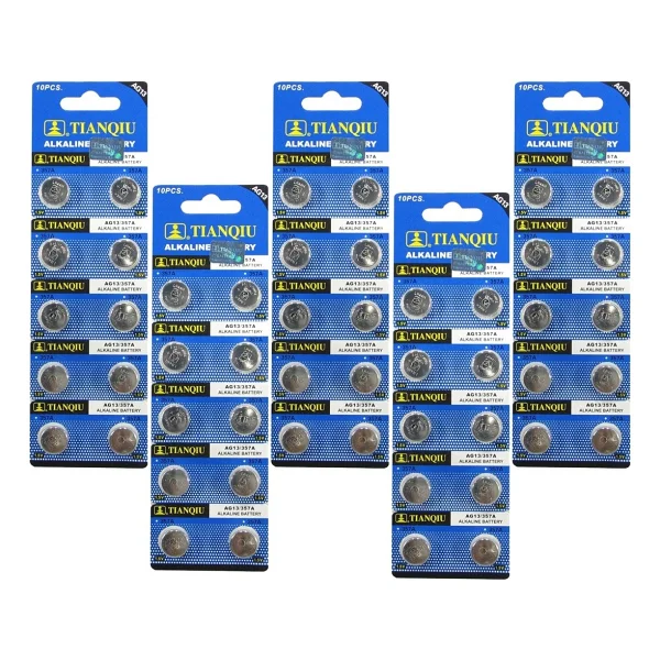Tianqiu Ag13 Lr44h 357a A76 Sr44sw 1.5v 10'lu 5 Paket Alkalin Düğme Pil - Görsel 3