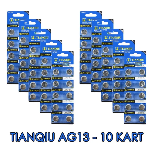 Tianqiu Ag13 Lr44h 357a A76 Sr44sw 1.5v 10'lu 5 Paket Alkalin Düğme Pil - Görsel 4