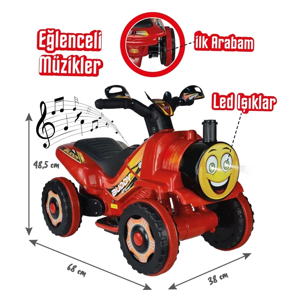Uj Toys Buddy Kırmızı 6 V Akülü Atv - Görsel 9