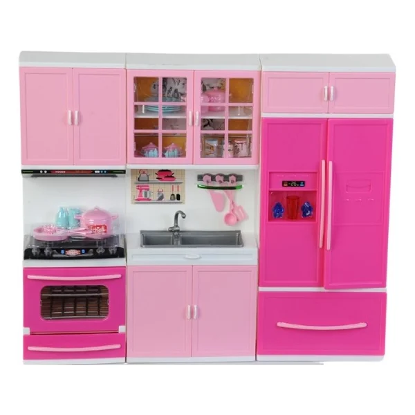 Çebi Toys Bebekli Mutfak Seti Fırın, Musluk ,Dolap - Pembe - Görsel 3