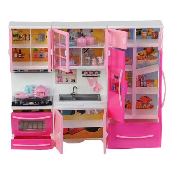 Çebi Toys Bebekli Mutfak Seti Fırın, Musluk ,Dolap - Pembe - Görsel 4