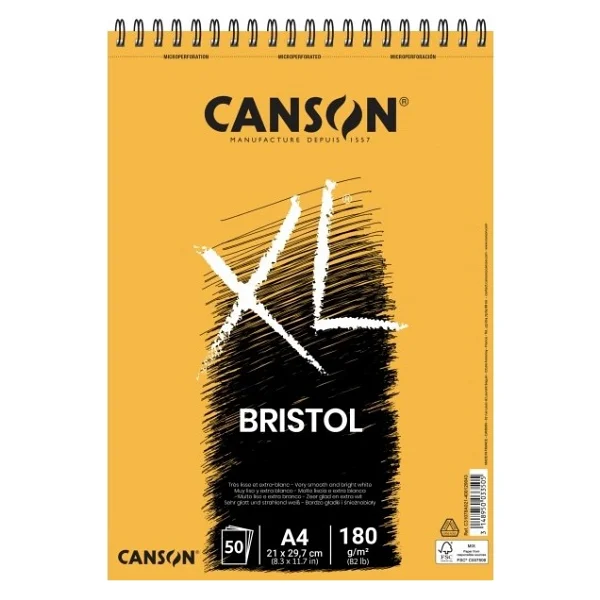 Canson XL Bristol Pad Spiralli Bristol Marker Çizim Defteri Blok 180 Gr A4 50 Yaprak - Görsel 2