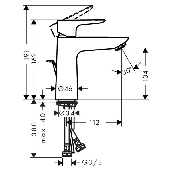 Hansgrohe Talis E 110 71710140 Bronz Lavabo Bataryası - Görsel 2