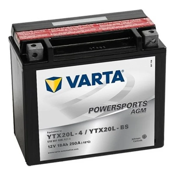 Varta Powersports Agm Ytx20l-Bs 12 V 18 Ah 250 Cca Motosiklet Aküsü - Görsel 2