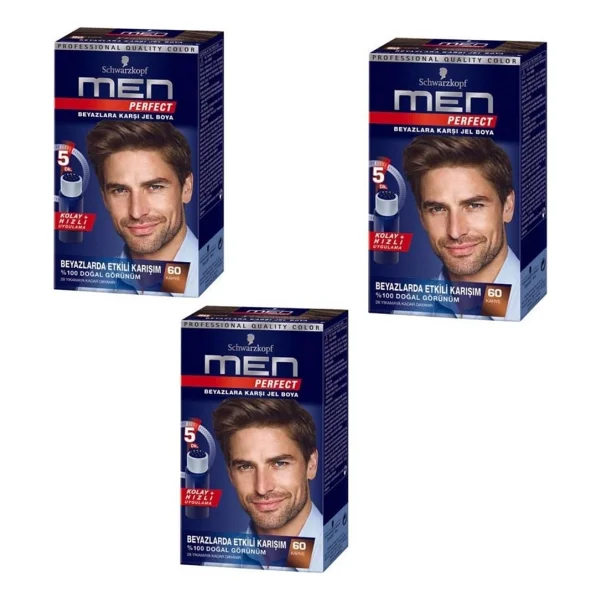 Men Perfect 60 Kahve 3 Adet Erkek Saç Boyası - Görsel 2
