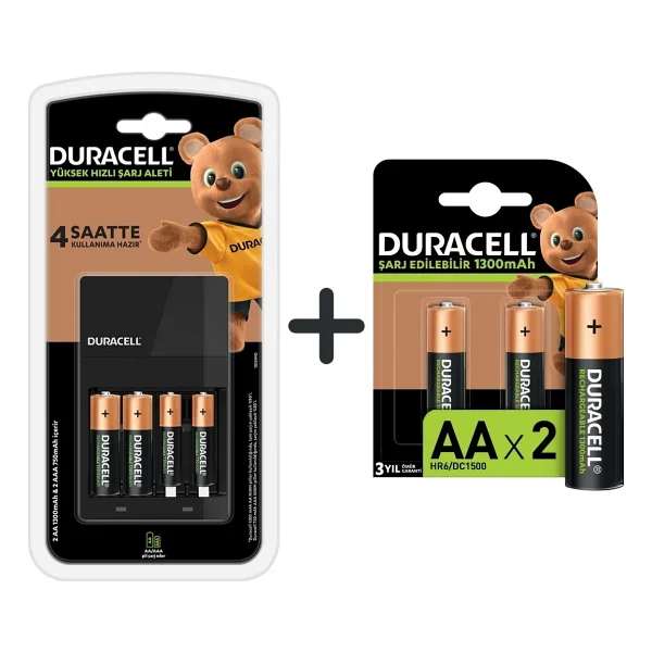 Duracell Cef 14 Şarj Aleti + 2 Adet Aa Ve Aaa Pil Duracell 4 Saat Şarj Cihazı 1 Adet + Duracell Şarj Edilebilir Aa 1300 mAh Piller 2'li Paket - Görsel 7