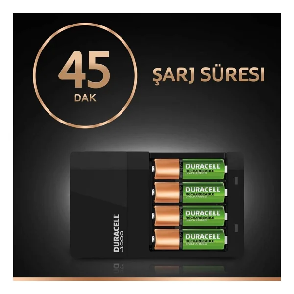 Duracell Cef 14 Şarj Aleti + 2 Adet Aa Ve Aaa Pil Duracell 4 Saat Şarj Cihazı 1 Adet + Duracell Şarj Edilebilir Aa 1300 mAh Piller 2'li Paket - Görsel 3