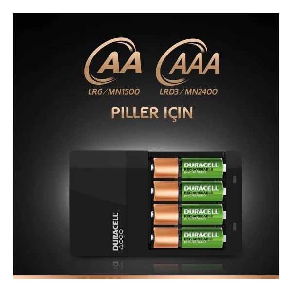 Duracell Cef 14 Şarj Aleti + 2 Adet Aa Ve Aaa Pil Duracell 4 Saat Şarj Cihazı 1 Adet + Duracell Şarj Edilebilir Aa 1300 mAh Piller 2'li Paket - Görsel 4