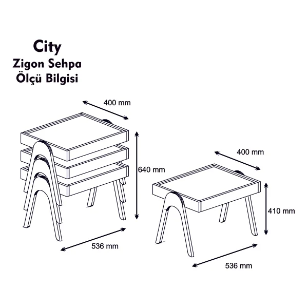 Variant Concept Roma Tepsi Zigon Sehpa - Görsel 4
