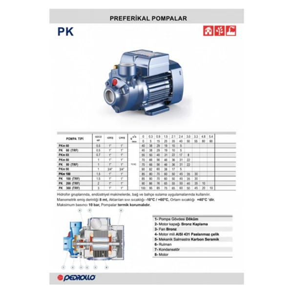 Pedrollo Pkm-60 Elektrikli Su Pompası Motoru - Görsel 2
