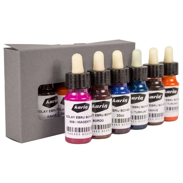 Karin Kolay Ebru 6 Renk Boya Seti (Damlalıklı Şişe) 30ml