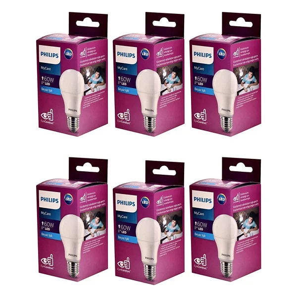 Philips Mycare 8 W-60 W E27 6'lı LED Ampul - Görsel 6