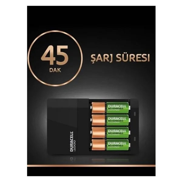 Duracell Cef 14 Pil Şarj Cihazı Şarj Cihazı 10 Adet 750 mAh Aaa Ve 2 Adet 1300 mAh Aa Şarj Edilebilir Piller - Görsel 2