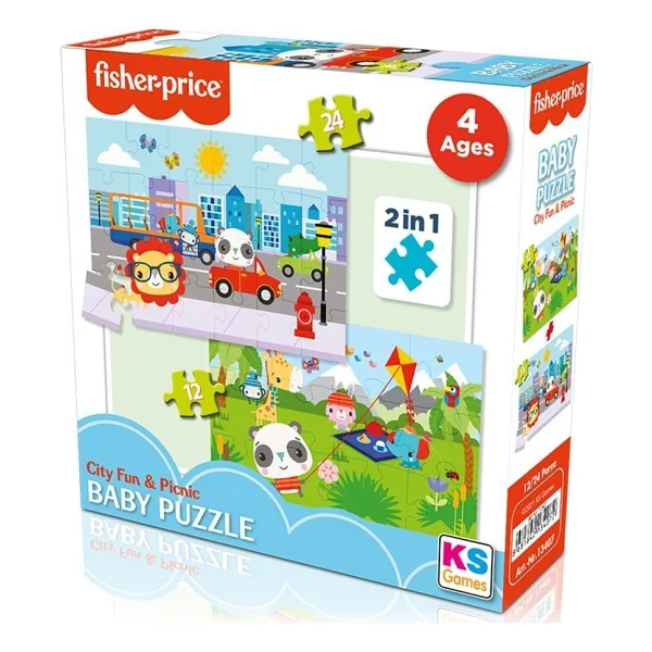 Fisher Price 2 İn 1 Baby City Fun Picnic Puzzle 13407 - Görsel 3