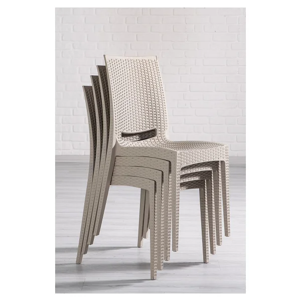 Mobetto Rattan Bahçe Sandalyesi 4 Adet - Cappucino - Görsel 3